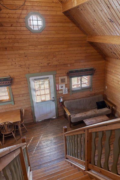 Expansive ceilings of the King Cabin